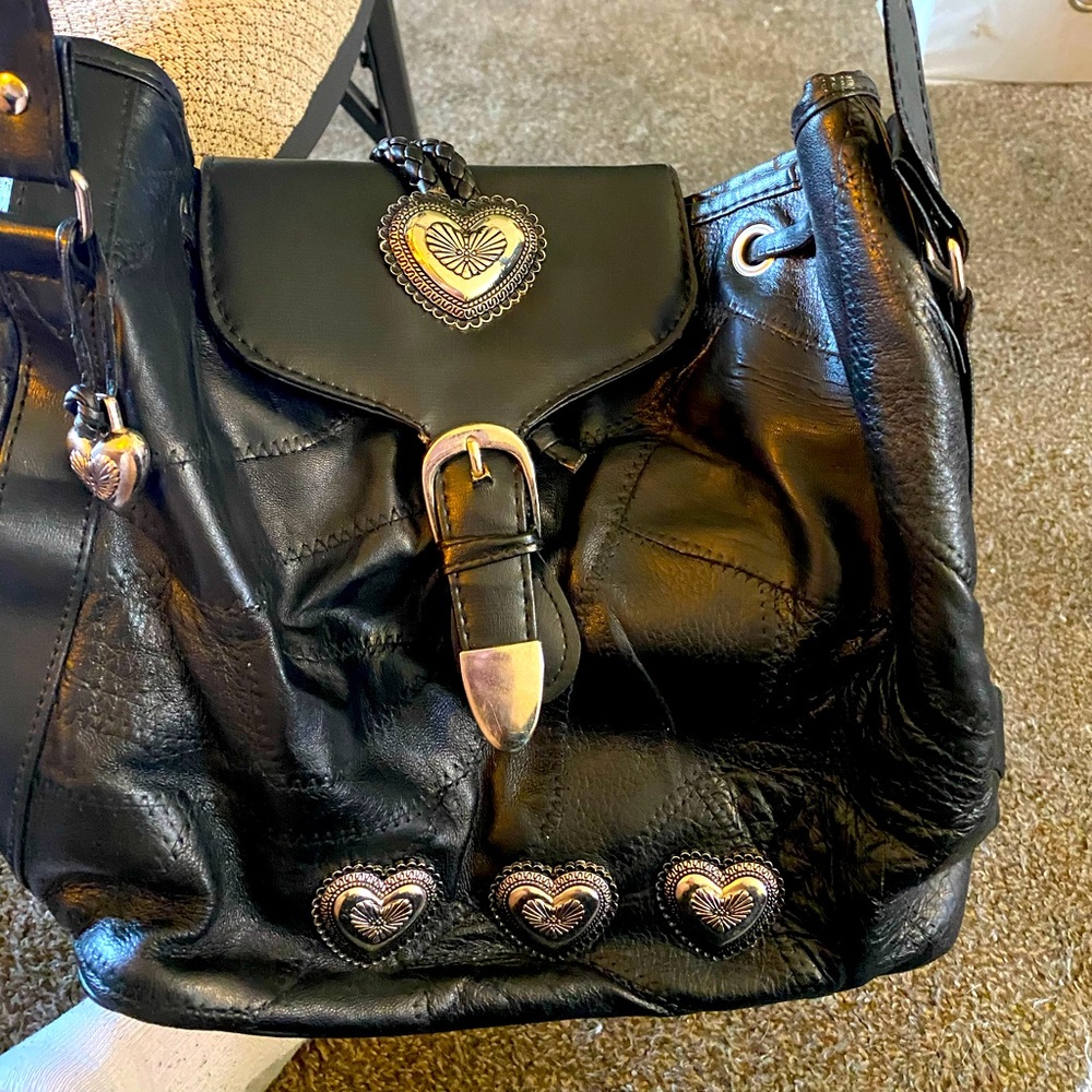 Genuine Leather Black Shoulder Purse